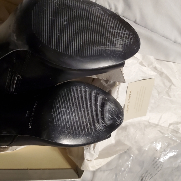 Marc Fisher. Leather Black booties Open toe size 91/2 W - Picture 7 of 10